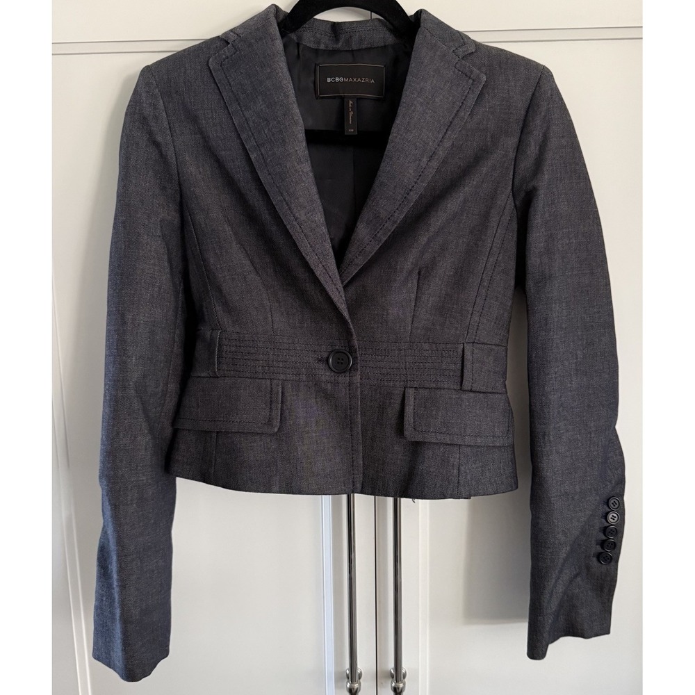 BCBG Maxazria Stretch Twill Tailored Blazer Work Professional Women Sz XXS $328